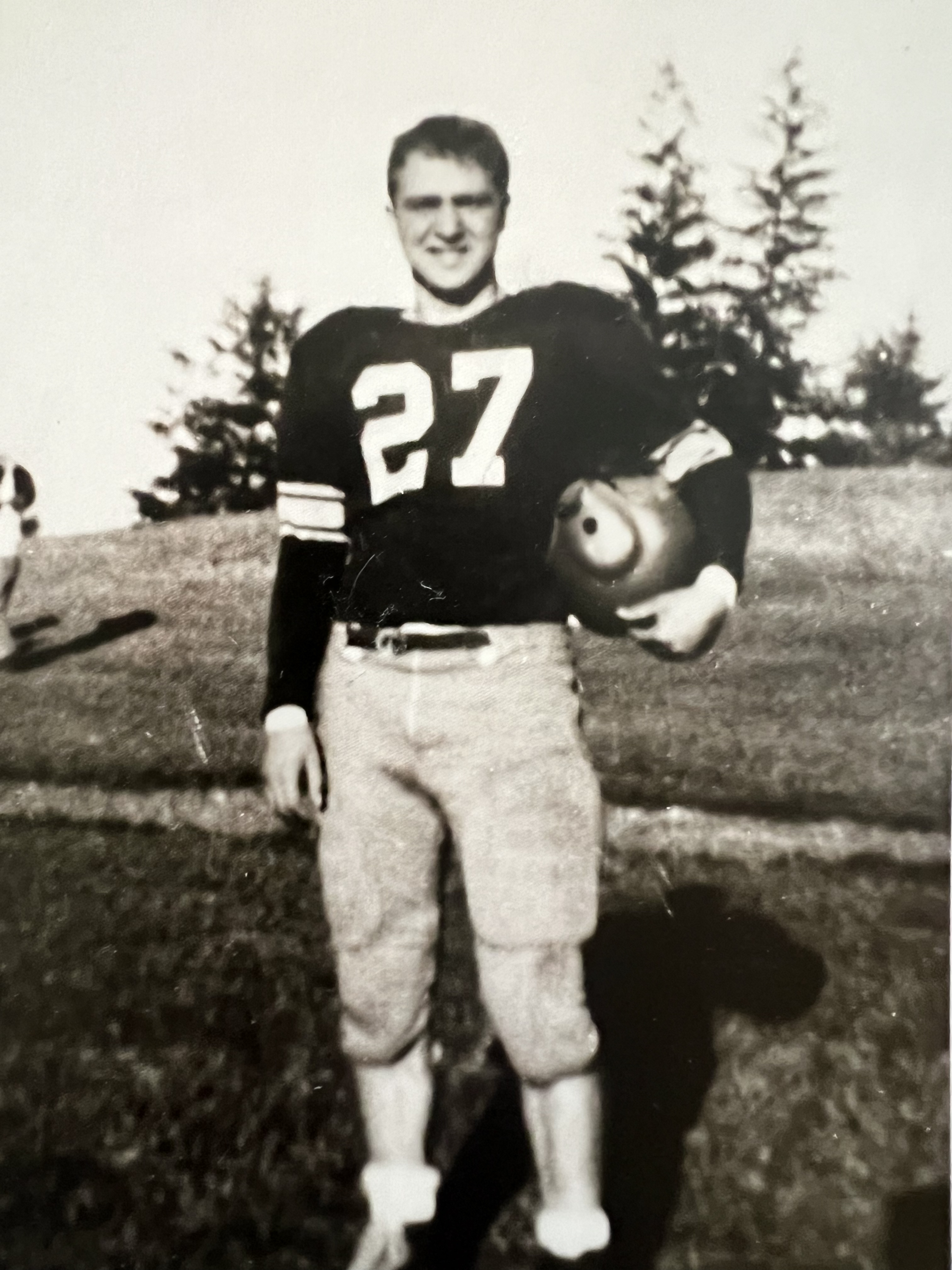 George A. Gagnan in his St. John's Prep football uniform, c. 1955